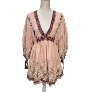 Agua Bendita NWT Alex Kezia Hand Made Mini Dress Pink Size Small